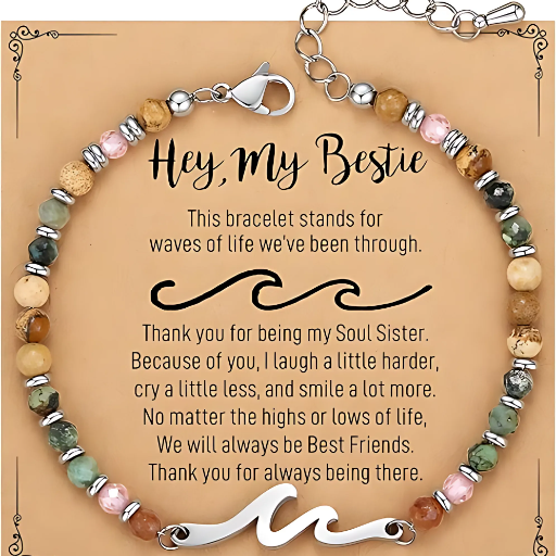 TONY & SANDY Friend Gifts for Women, Unique Birthday Gifts for Women, Sister Gift from Sister, Wave Bracelet, Christmas Graduation Mothers Day Gift for Her, Bestie Friendship Bracelets